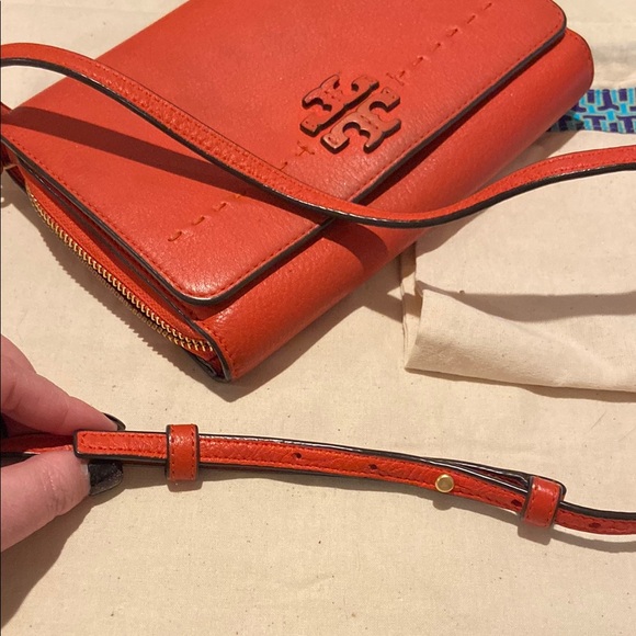 Tory Burch Orange Leather Wallet Crossbody - Picture 11 of 11